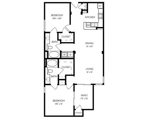 Two Bedroom 1122 Sqft